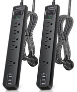 (2 PK) ADDTAM Power Strip Surge Protector - 5 Widely Spaced Outlets 3 USB Port - £15.56 GBP