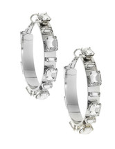 NWT R. J. Graziano Jewelry Circular Rhinestone Station Silver Tone Hoop Earrings - £23.73 GBP