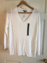 NEW Banana Republic Sweater Womens White V-Neck  Oversized Cozy Stretch Sweater - £19.46 GBP