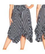 NWT City Chic Bold Stripe Skirt Ruffle Hankerchief Hem Size 12 - £32.93 GBP