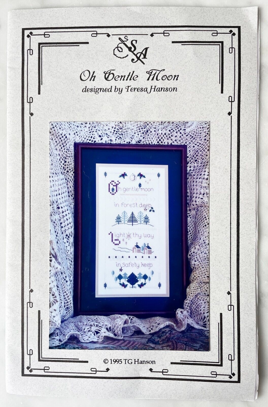 Oh Gentle Moon Cross Stitch Pattern w/28 Count Fabric & Charms - Stitchers Attic - $18.95