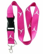 Pink and White Jordan Lanyard Keychain ID Badge Holder Quick release Buckle - $7.99