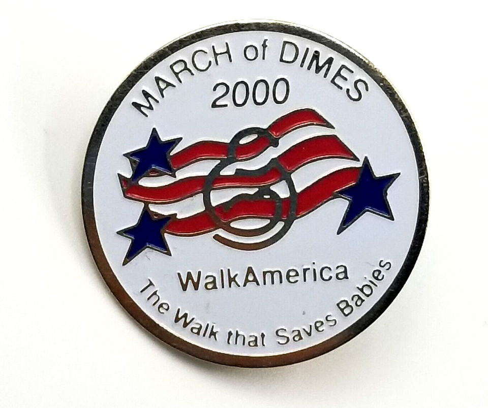 VTG March Of Dimes 2000 Walk America Saves Babies Enamel Lapel Pin Souvenir - $9.99