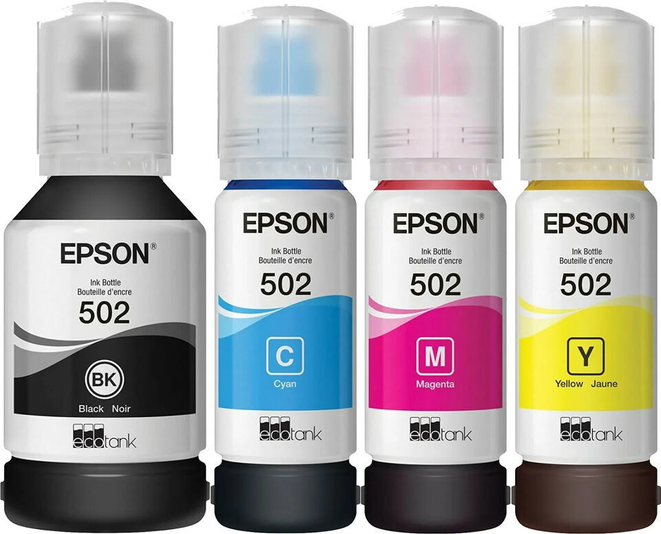 NEW Genuine Epson 502 Ink 4-Pack Bottle Set CMYK - ECOTANK printers - $31.67