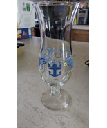 Royal Caribbean Hurricane Glasses Blue Yellow White Swirl Pattern Crown ... - $282.06 MXN