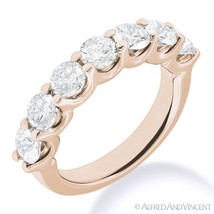 Round Cut Forever ONE D-E-F Moissanite 14k Rose Gold 7-Stone Band Wedding Ring - £419.85 GBP+