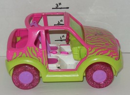 2001 Origin Mattel Polly Pocket Pink Gree Zebra 6&quot; Jeep Car Toy - £11.91 GBP