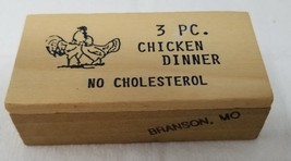 Gag Gift 3 Piece Chicken Dinner Wood Box Branson Missouri No Cholesterol - £9.07 GBP