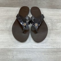 Tory Burch Manon Embossed Thong Sandals Brown Women’s 7 - £39.57 GBP