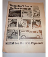 Vintage 1938 Plymouth Car Print Magazine Advertisement 1937 - £6.26 GBP