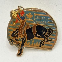 Calgary Canada Bull Riding City State Souvenir Travel Enamel Lapel Hat Pin - £4.68 GBP