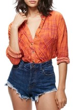 Free People Womens Shirt Shore Vibes Casual Coral Orange Size Xs OB578479 - £37.35 GBP