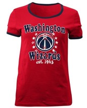 NBA Washington Wizards Womens Large Red Short Sleeve Ringer Tee Shirt - £13.41 GBP