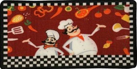 Printed Nylon Kitchen Rug Runner (nonskid)(18&quot;x36&quot;) 2 FAT CHEFS ON RED, EHF - £15.81 GBP