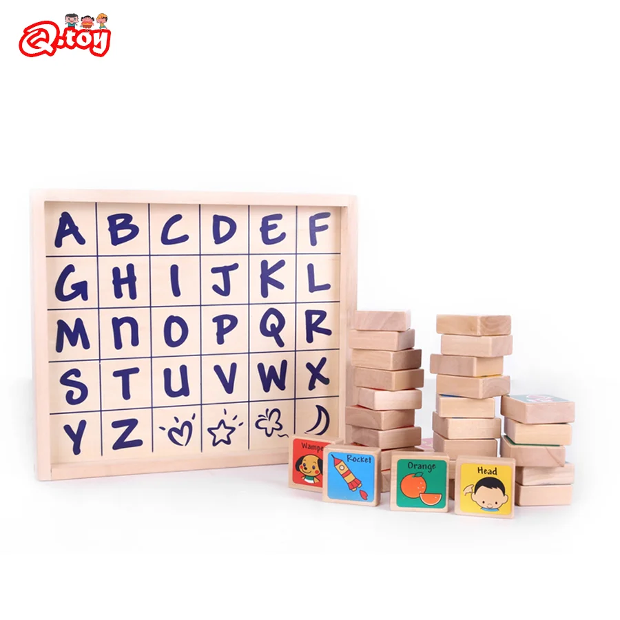 30pcs Wooden Building Block with Tray Children Educational Toy Alphabet Letter - £28.72 GBP