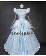 Princess light blue Dress Cinderella cosplay costume women halloween costume - £100.31 GBP