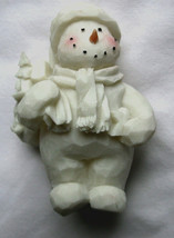 Snowman figurine with gift sack stands 3 1/4&quot; tall - £6.85 GBP