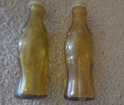 Coca-Cola Coke Contour Bottle Salt and Pepper Spice Shaker Set Glass 4 i... - $8.42