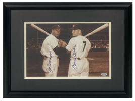 Mickey Mantle &amp; Joe DiMaggio Autographed Yankees 11&quot; x 14&quot; Framed Photo PSA/DNA - £2,371.88 GBP