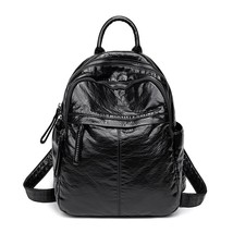White Backpack Leather Women Backpack Mochila Soft Leather Designer Bags Female  - £60.36 GBP