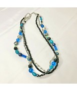 Premier Designs 20&quot; Beaded Necklace Multi-Strand Blue &amp; Black Beads - £26.16 GBP