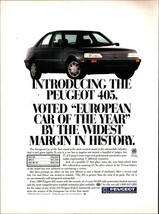 1988 Peugeot 405 Car of Year Award - Original Car Advertisement Print Ad c4 - £19.20 GBP