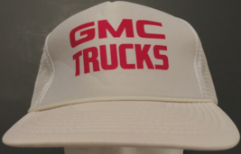 GMC Trucks Vintage Nissin 80s 90s White Mesh Snapback Band Cap Hat One Size - £39.54 GBP