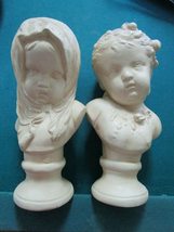 German Bisque Ceramic 9 1/2&quot; Children Busts - £96.58 GBP