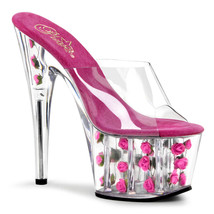 PLEASER ADORE-701FL Sexy 7&quot; Heel Pink Mini Rose Platform Sandals Dancer Shoes - £46.32 GBP