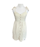 Aerie Womens Sundress Beige Smocked Mini V Neck Tie Strap Linen Blend Bo... - $394.96 MXN