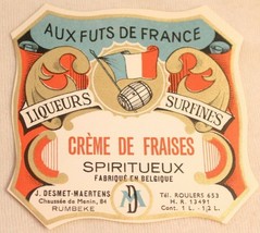 Vintage Aux Futs De france Creme De Fraises label - £3.98 GBP