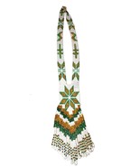 American Indian Glass Bead Star Pendant Necklace Gold White &amp; Green 1970... - €43,21 EUR