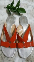 Kate Spade &quot;Jo &quot; Women&#39;s Orange Patent Leather Slip- On Open Toe Sandals Size 9 - £23.73 GBP