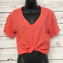 Charlotte Russe coral V neck tie front cropped tee - £9.92 GBP