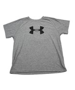 Under Armour Shirt Boys XL Gray Short Sleeve Round Neck Logo Graphic Pri... - £9.31 GBP