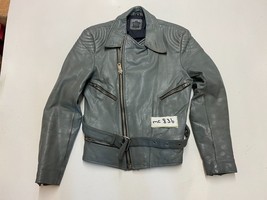 MOTO DRESS Vintage Leather Motorcycle Jacket Grey Armpit/armpit 18&quot; (mc836) - £59.22 GBP