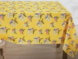Printed Fabric Tablecloth 60&quot;x102&quot; Oblong, SEALIFE, AMBER SHELL ON YELLO... - £20.24 GBP