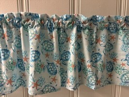 Turtles &amp; Starfish Window Valance Curtain Summer Beach Kitchen Curtains - $13.06