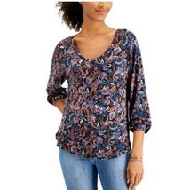 Willow Drive Womens M Black Paisley Printed Scoop Neck 3/4 Sleeve Top NWT O58 - £19.26 GBP