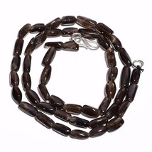 Natural Smoky Quartz Gemstone Fancy Tube Smooth Beads Necklace 17&quot; UB-3545 - £8.56 GBP