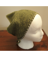 Cotton beaded head scarf kerchief knitted - $15.00
