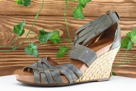 Indigo by Clarks Sz 6 M Gray Ankle Strap Leather Women Sandals - £13.45 GBP