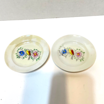 Vintage Hand Painted Floral Birds Small 3.75&quot; Saucer Plates Made in Japa... - £12.41 GBP
