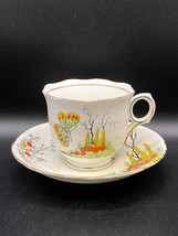 Melba Teacup and Saucer Butterfly hand painted bone china VTG 1949 UK RARE - $40.49