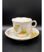Melba Teacup and Saucer Butterfly hand painted bone china VTG 1949 UK RARE - £31.77 GBP