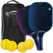 Pickleball Paddles Set of 2 Edge Guard and Honeycomb Core 4 Indoor and Outdoor P - £50.85 GBP