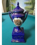 ANTIQUE AUSTRIA VICTORIA CARLSBAD FOOTED NAPOLEON COBALT URN W/COVER ORI... - $167.88 CAD