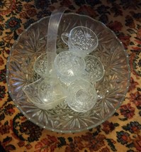 015 Vintage Glass Punch Bowl 10 Piece Set Anchor Hocking? Federal? - £23.10 GBP