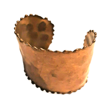 Wide Hammered Brass Cuff Bracelet Hand Crafted  - £32.11 GBP