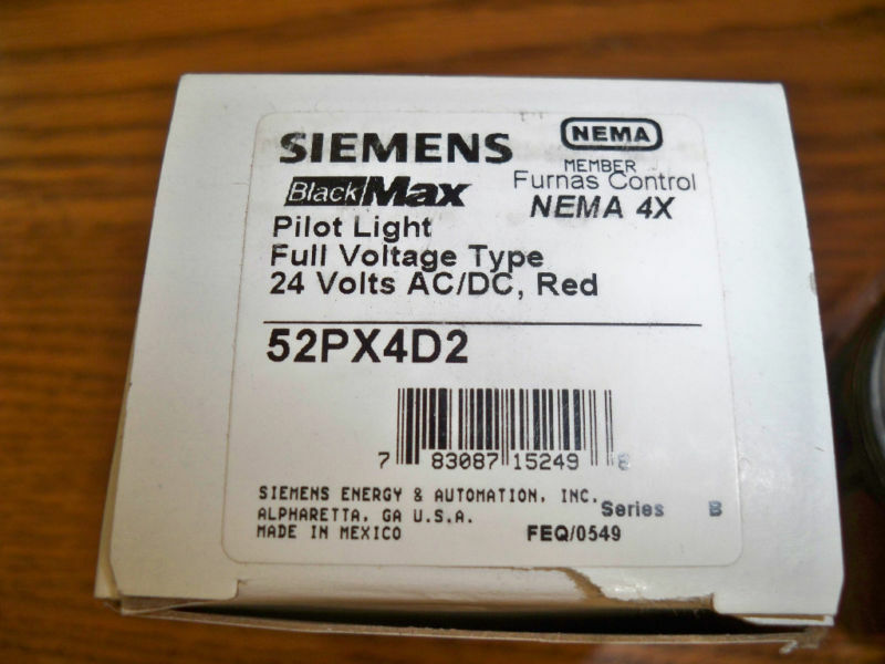 Siemens Black Max 52PX4D2 Red Pilot Light 24V AC/DC Full Voltage Type Su... - $35.00